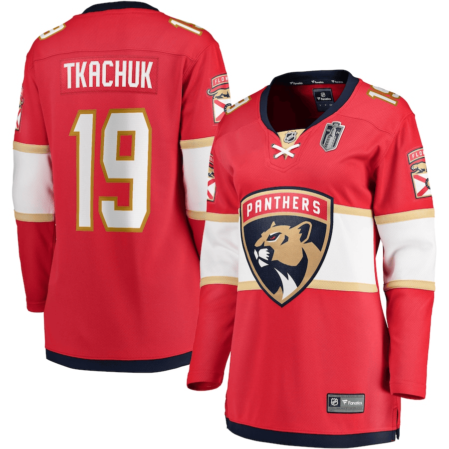 Matthew Tkachuk 19 Florida Panthers 2024 Stanley Cup Final Home Breakaway Player Red, Women NHL Jersey Women's