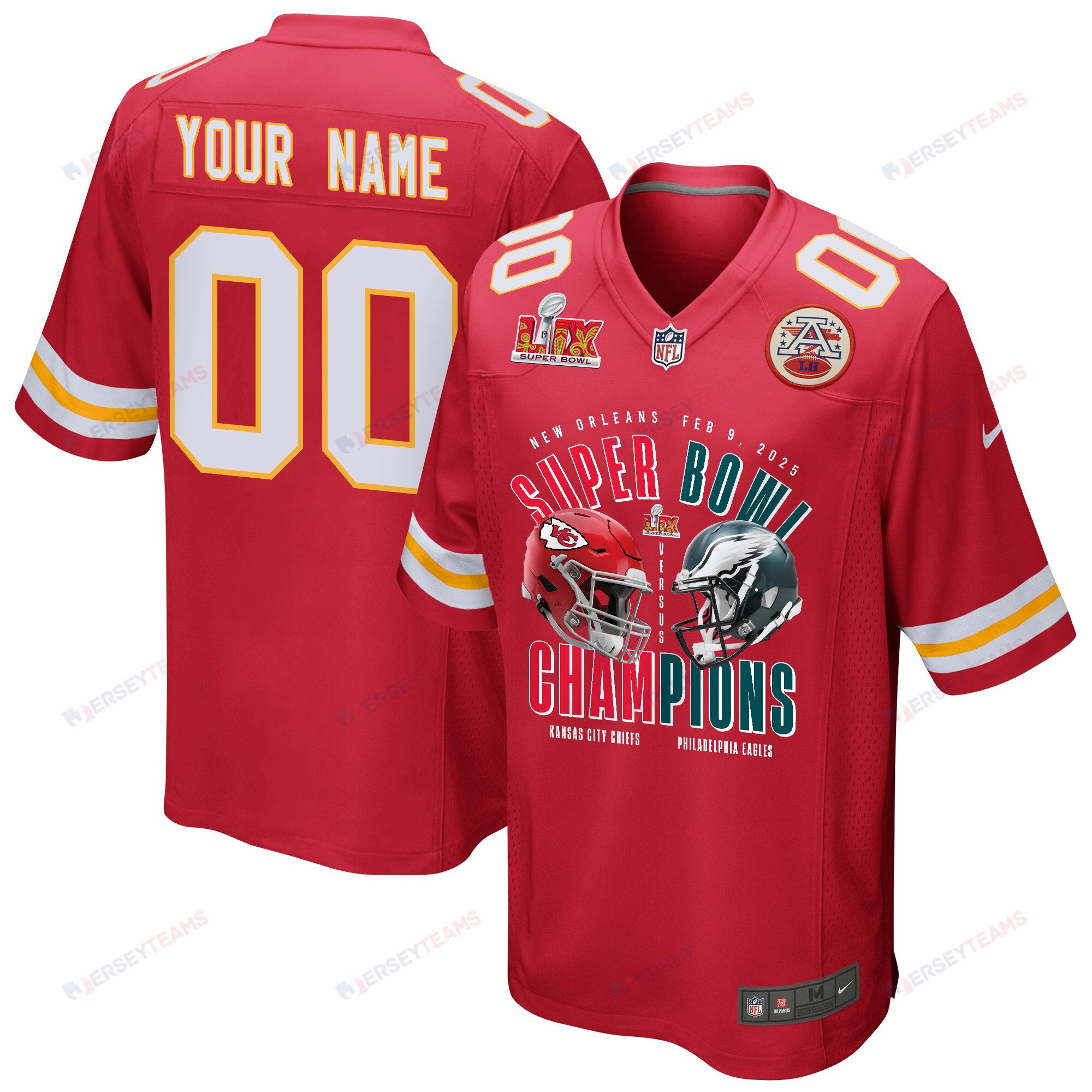 Kansas City Chiefs Vs. Philadelphia Eagles Super Bowl LIX Game Custom Red NFL Jersey Men's