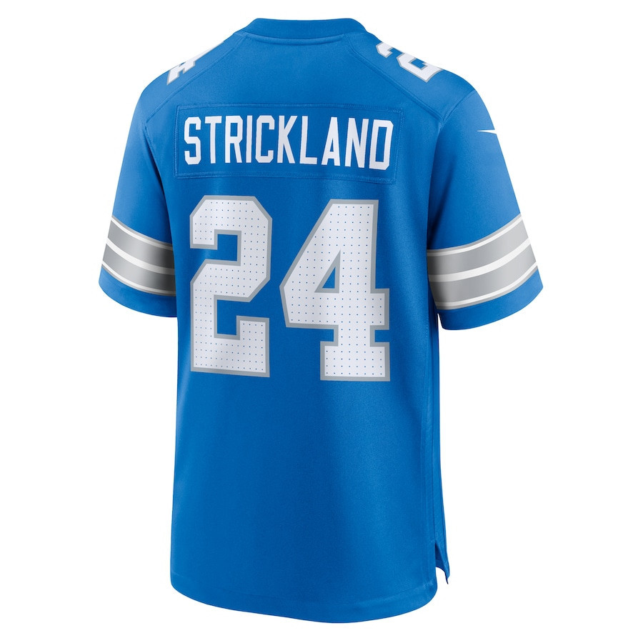 Loren Strickland #24 Detroit Lions Super Bowl LIX Blue NFL Jersey Youth