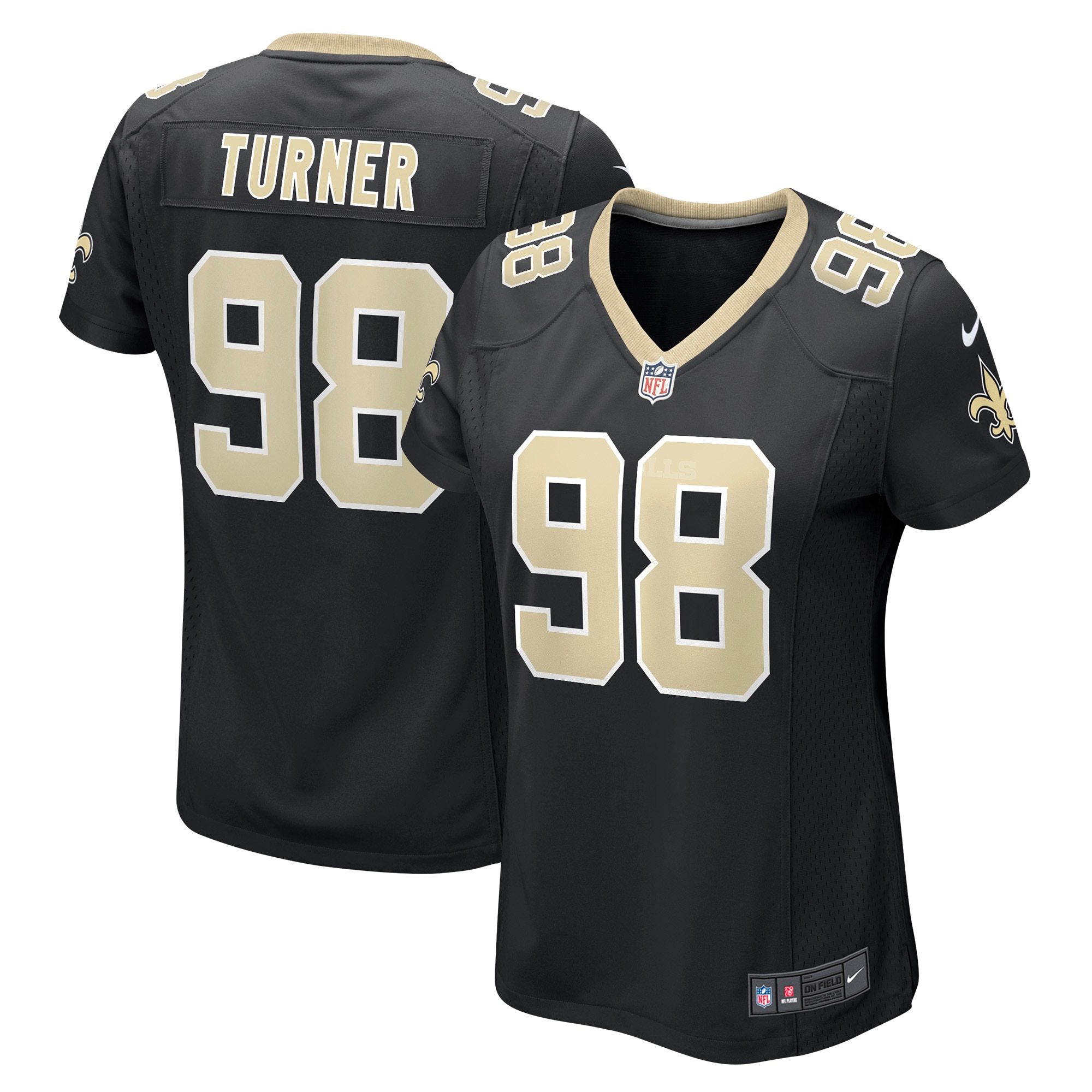New Orleans Saints Payton Turner Black Game NFL Jersey Women's