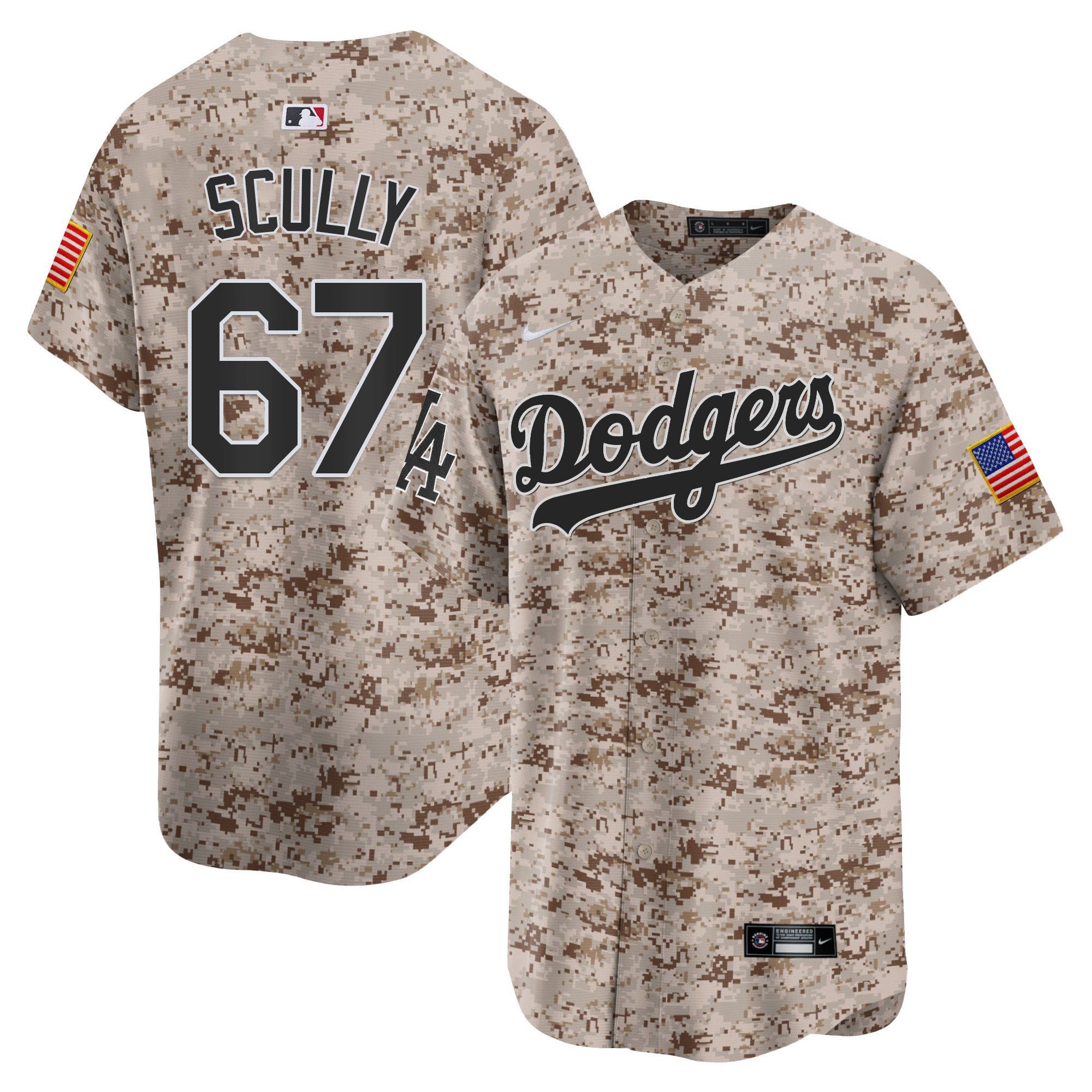 Vin Scully 67 Los Angeles Dodgers USMC Alternate Limited Desert MLB Jersey Men's