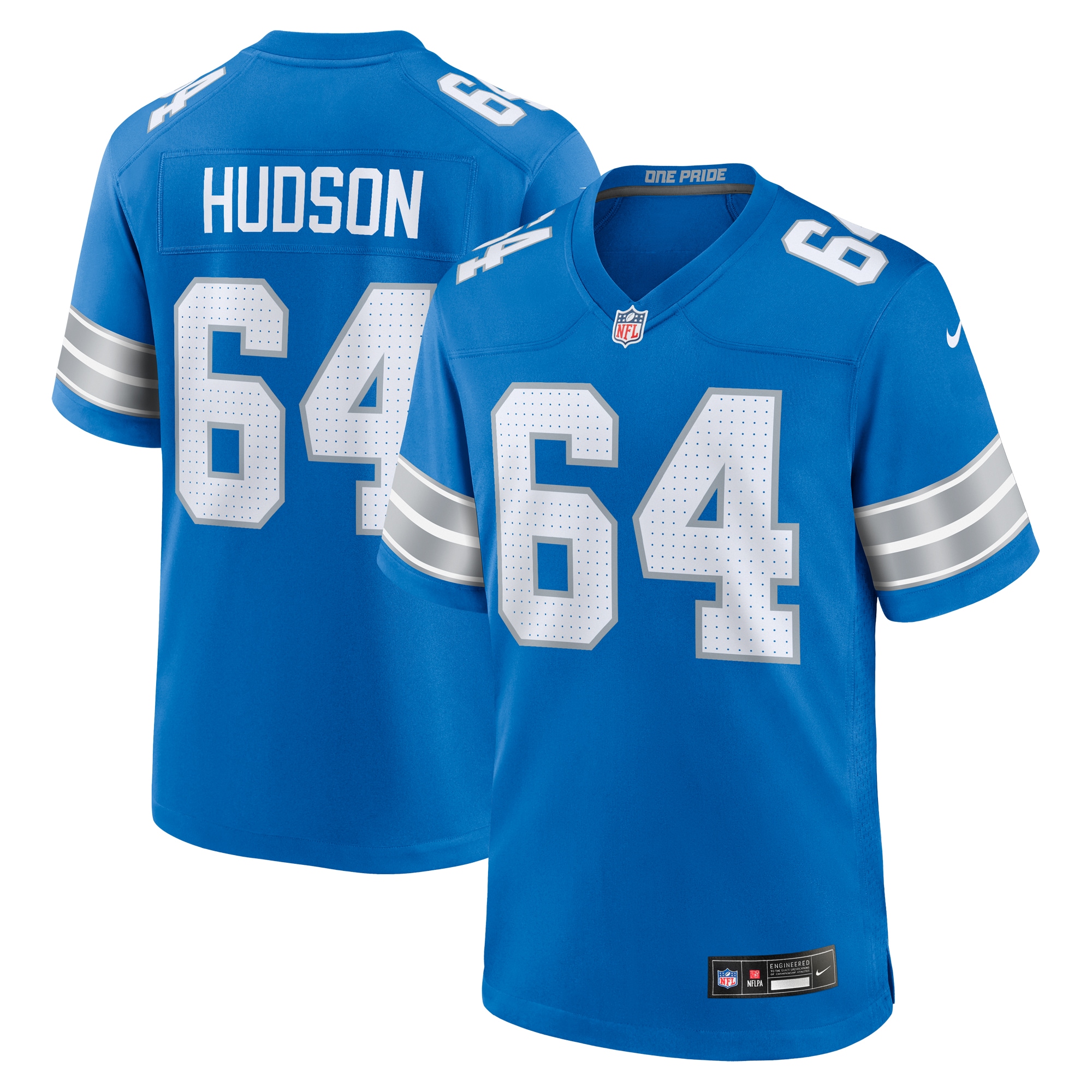 Detroit Lions Bryan Hudson Blue Game NFL Jersey Men's