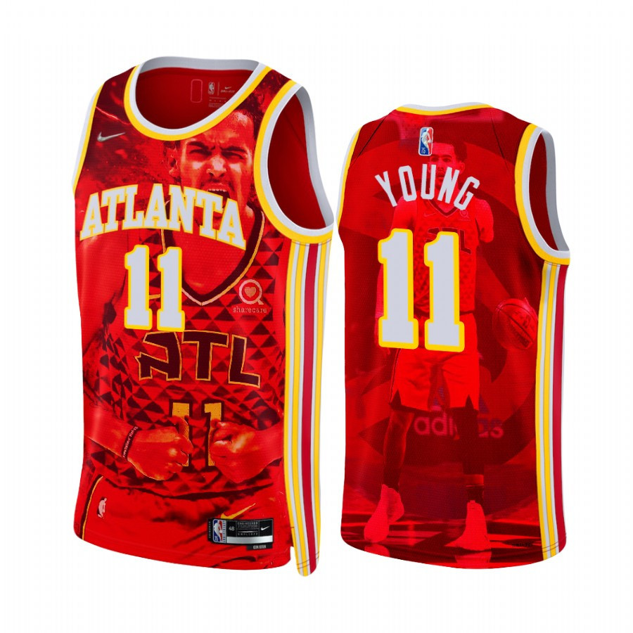 Atlanta Hawks Trae Young 11 Career-High 56 Points Special NBA Jersey Men's