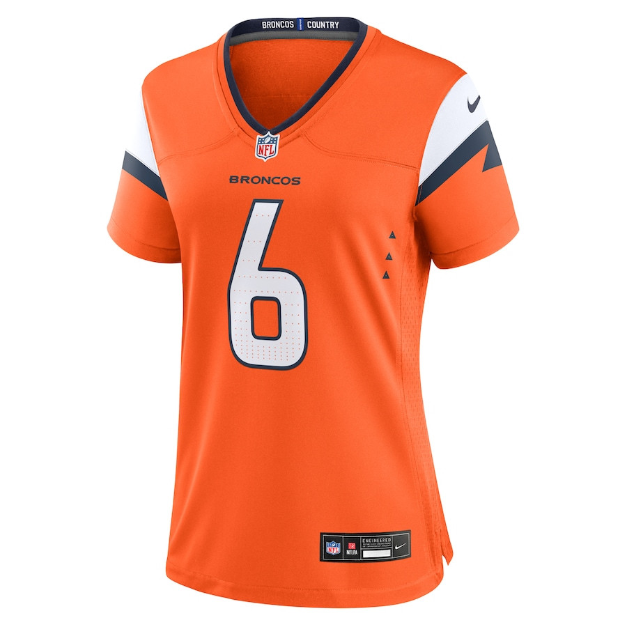 P.J. Locke 6 Denver Broncos Team Game Orange NFL Jersey Women's