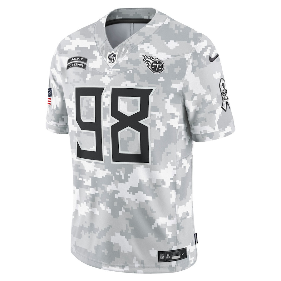 Jeffery Simmons 98 Tennessee Titans 2024 Salute to Service Limited Arctic Camo NFL Jersey Men's