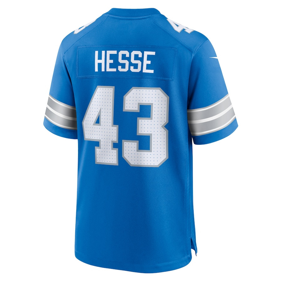 Parker Hesse 43 Detroit Lions Team Game Blue NFL Jersey Men's