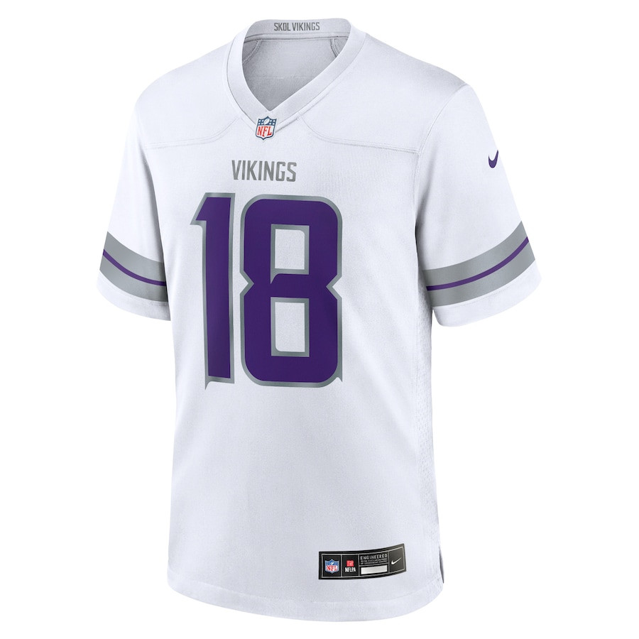 Justin Jefferson 18 Minnesota Vikings Alternate Game Player White NFL Jersey Youth