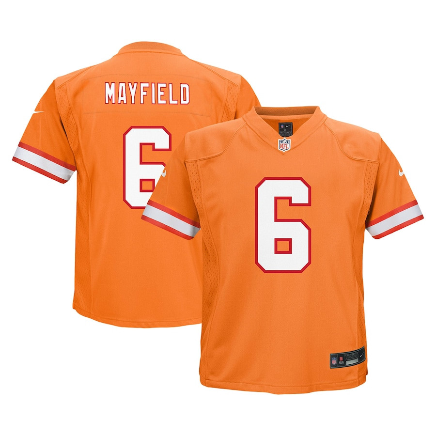 Baker Mayfield 6 Tampa Bay Buccaneers Game Orange NFL Jersey Youth