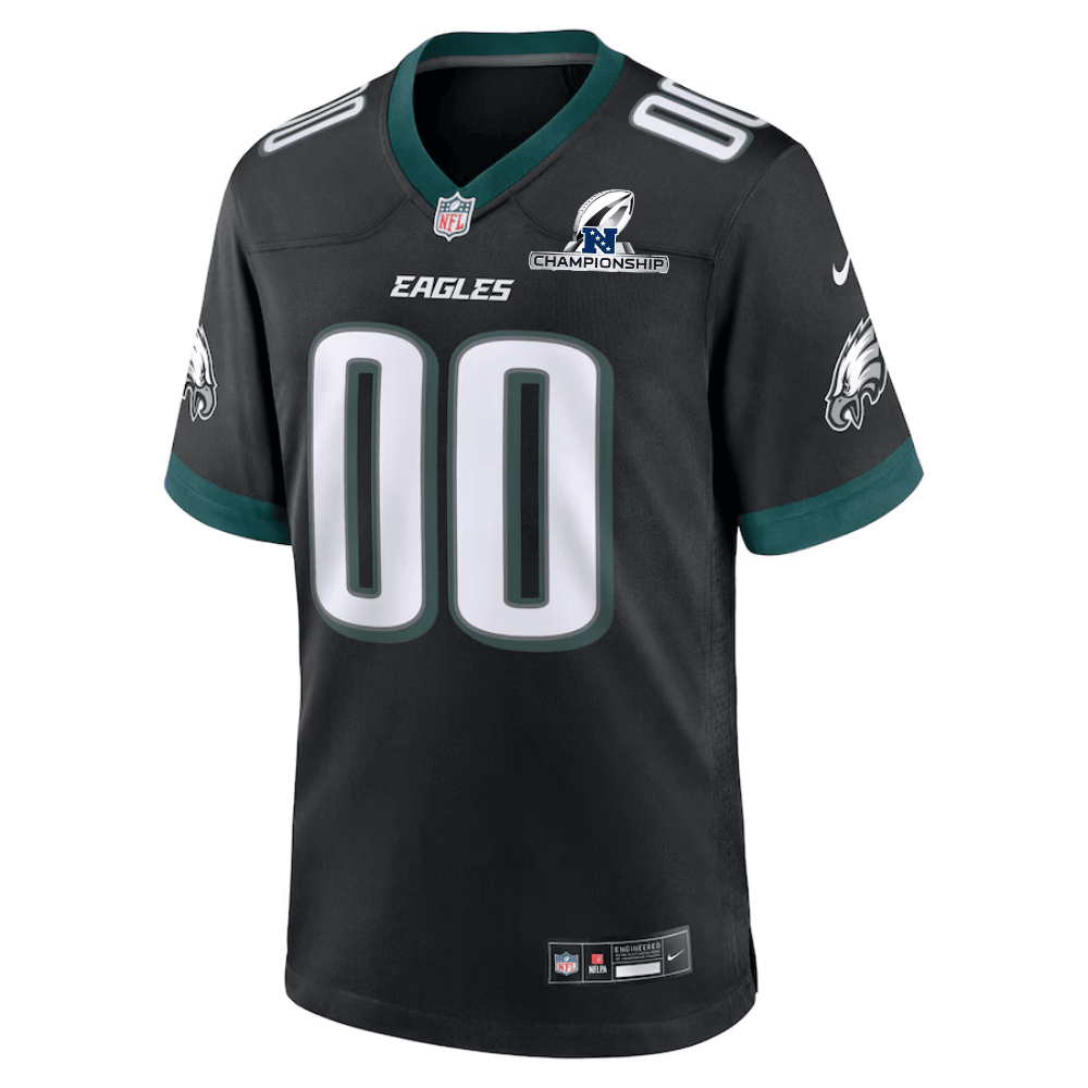 Philadelphia Eagles NFC Championship Patch Alternate Game Custom Black NFL Jersey Men's