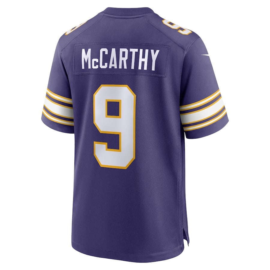 J.J. McCarthy 9 Minnesota Vikings 2nd Alternate 2024 Draft First Round Pick Player Game Purple NFL Jersey Men's