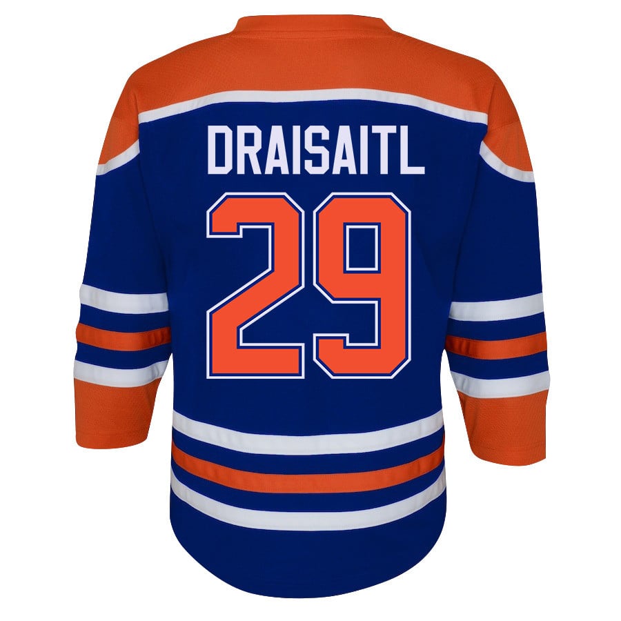 Leon Draisaitl 29 Edmonton Oilers 2024 STANLEY CUP Final Home Royal NHL Jersey Youth
