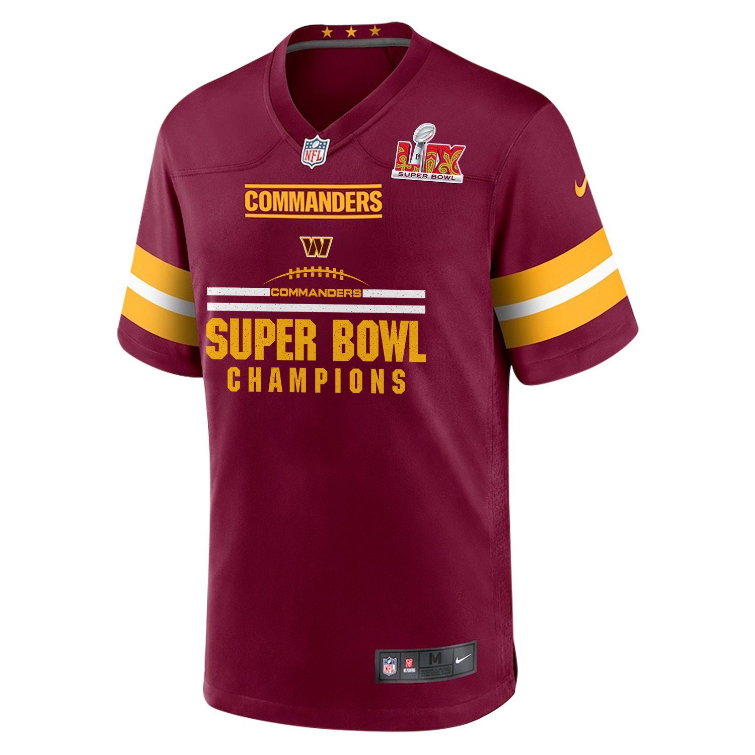 Washington Commanders Super Bowl LIX Champions Ball Game Custom Burgundy NFL Jersey Men's