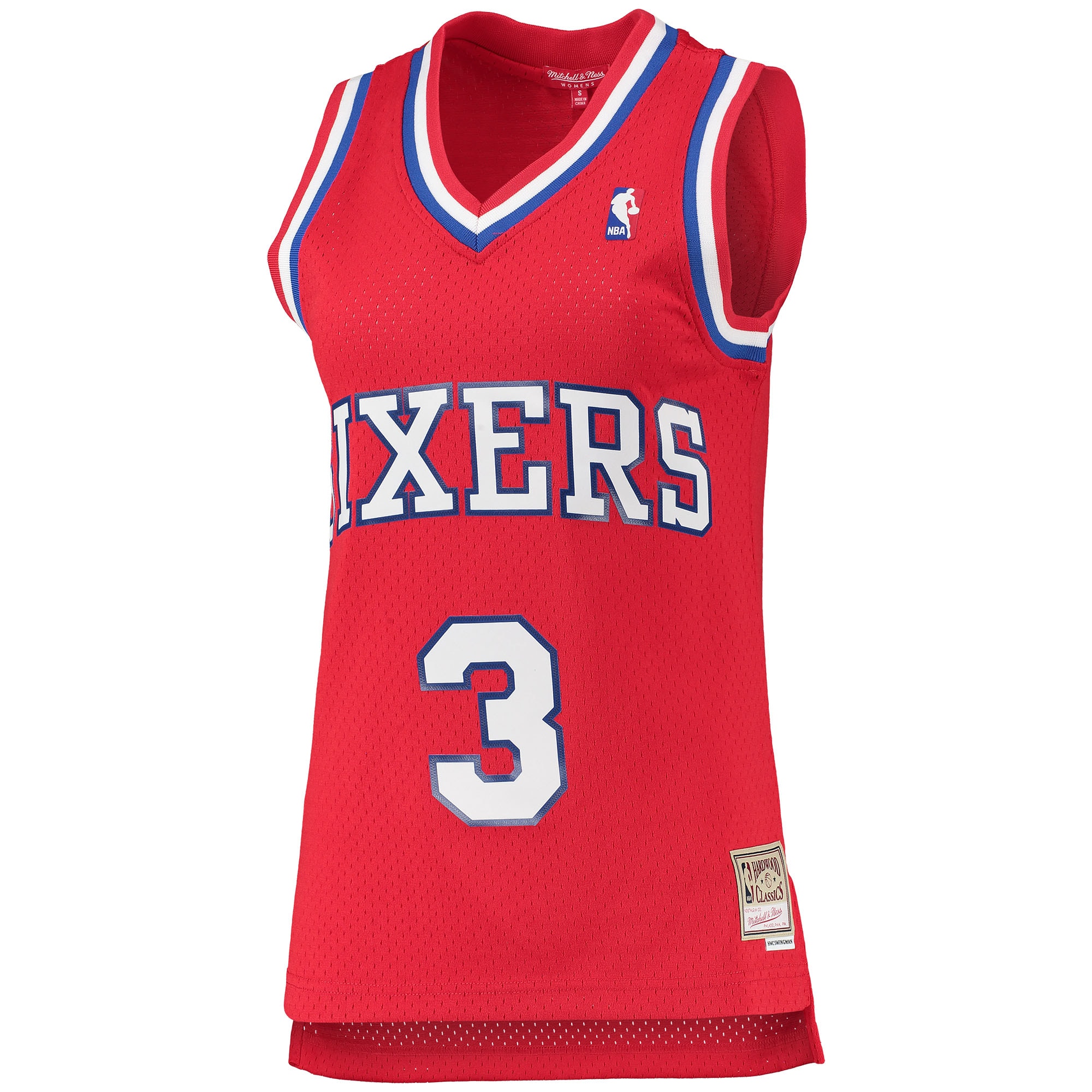 Mitchell Ness Allen Iverson Red Philadelphia 76ers 2002/03 Hardwood Classics Swingman NBA Jersey Women's