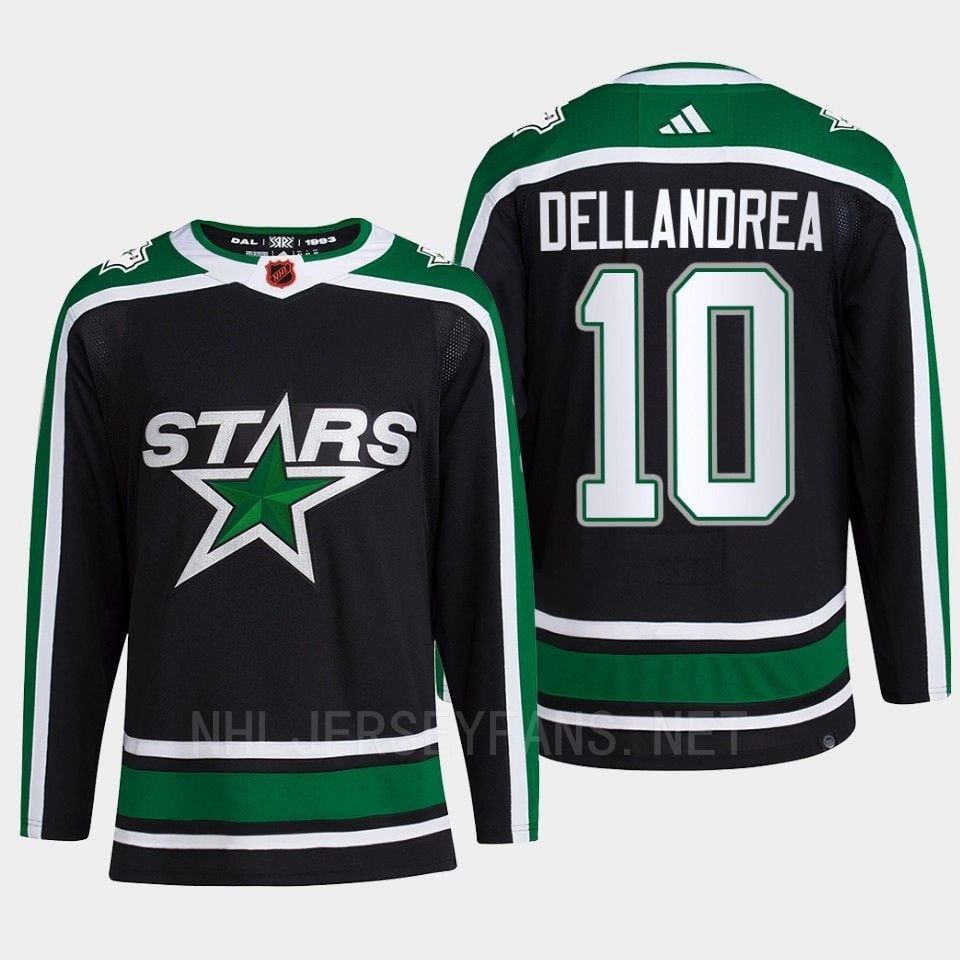 Ty Dellandrea 10 Reverse Retro 2.0 Dallas Stars 2022 Black Pro Primegreen NHL Jersey Men's