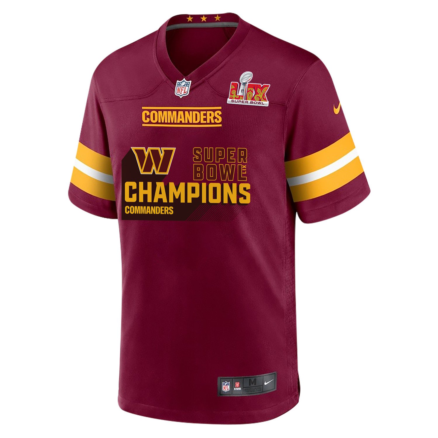 Washington Commanders Super Bowl LIX Champions V4 Game Custom Burgundy NFL Jersey Men's