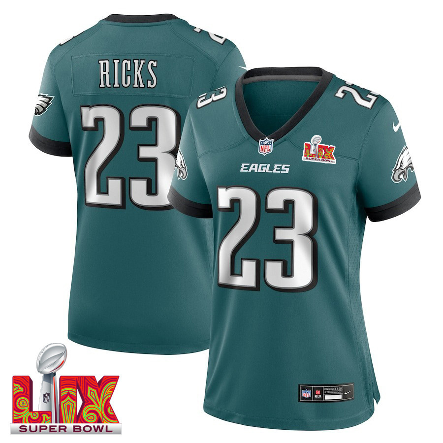 Eli Ricks #23 Philadelphia Eagles Super Bowl LIX Midnight Green NFL Jersey Women's