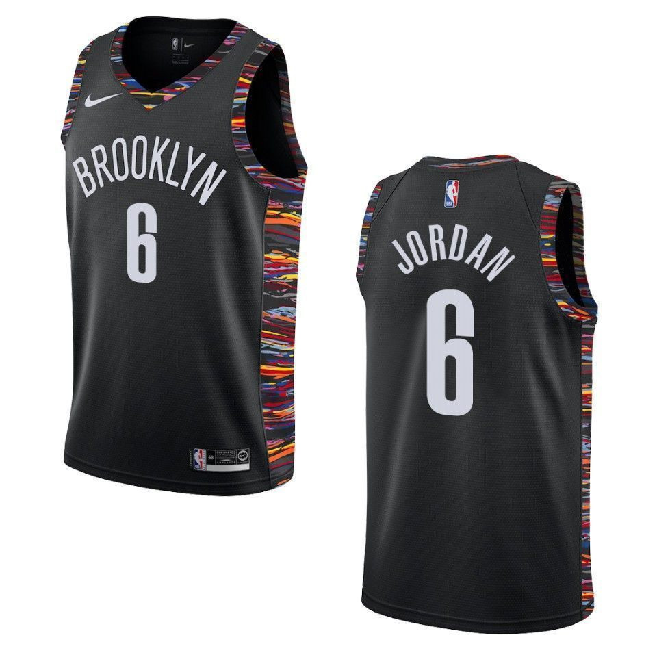 Brooklyn Nets 6 Deandre Jordan City Swingman Black NBA Jersey Men's