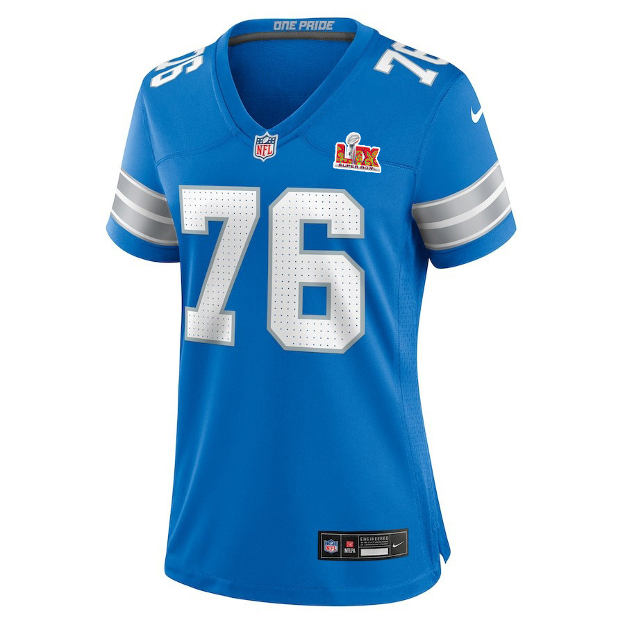 Connor Galvin #76 Detroit Lions Super Bowl LIX Blue NFL Jersey Women's