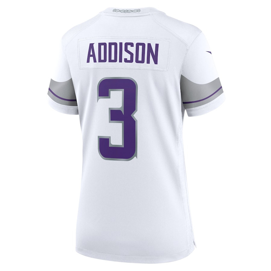 Jordan Addison 3 Minnesota Vikings Alternate Game Player White NFL Jersey Women's