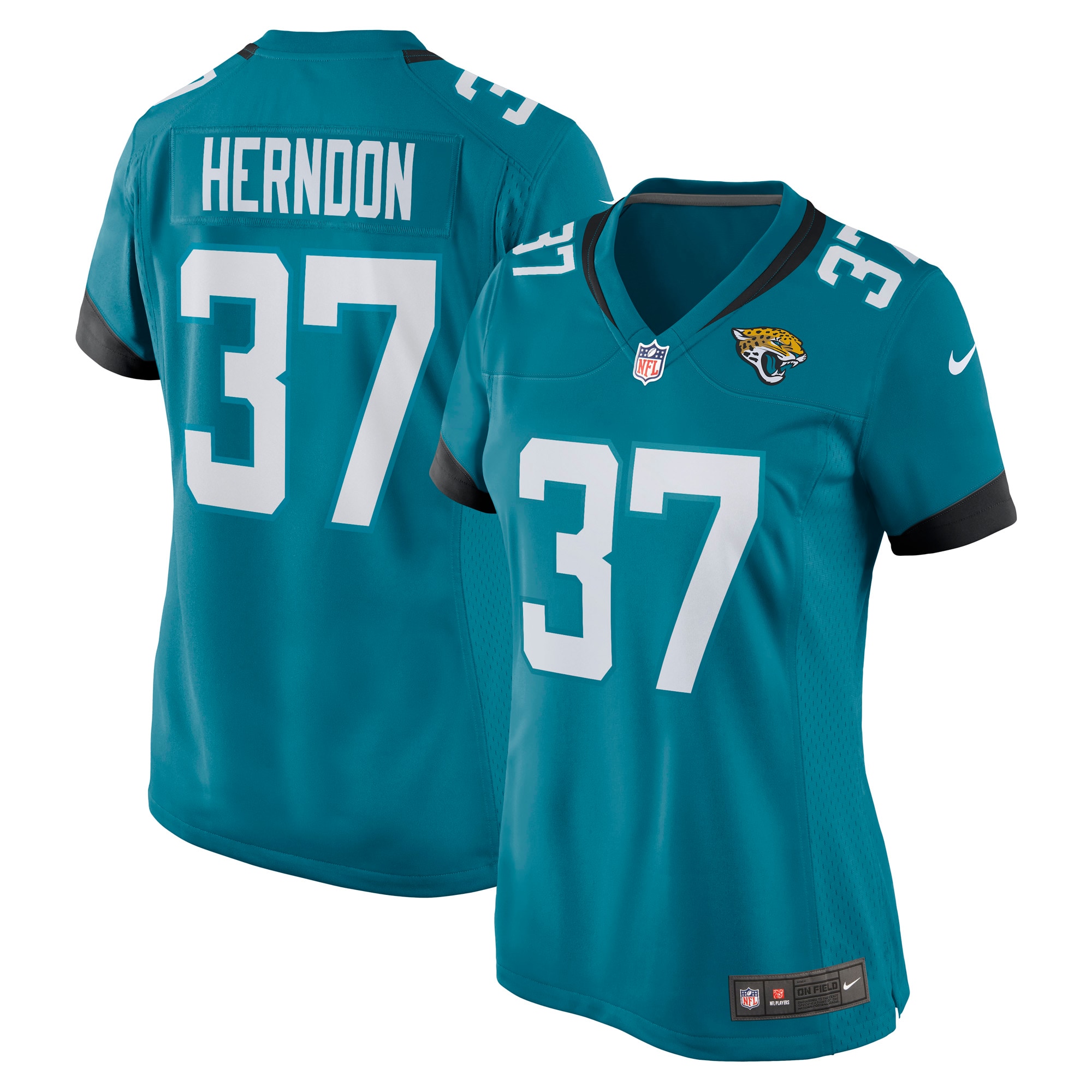 Jacksonville Jaguars Tre Herndon Teal Game NFL Jersey Women's