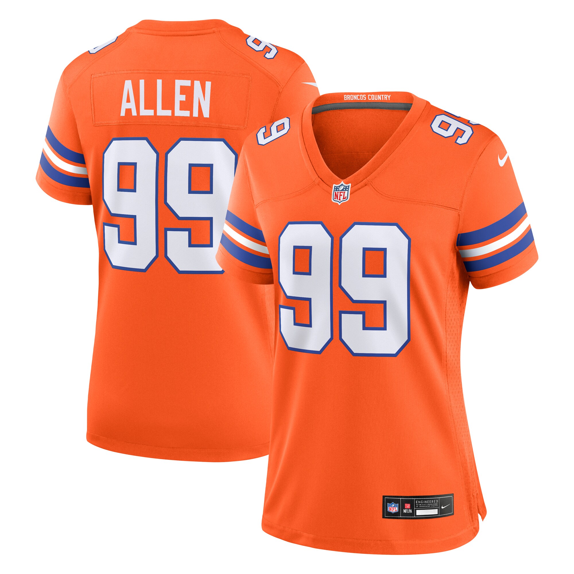 Denver Broncos Zach Allen Orange Mile High Collection 1977 Throwback Player Game NFL Jersey Women's