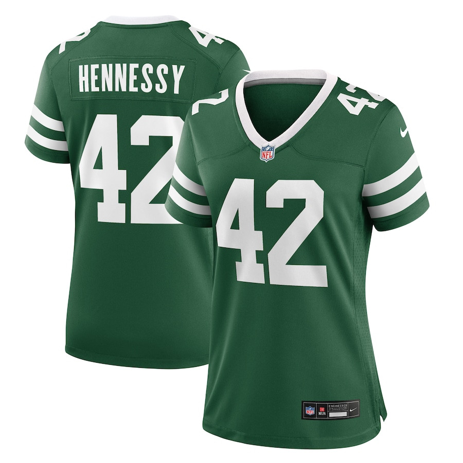 Thomas Hennessy 42 New York Jets Team Game Legacy Green NFL Jersey Women's