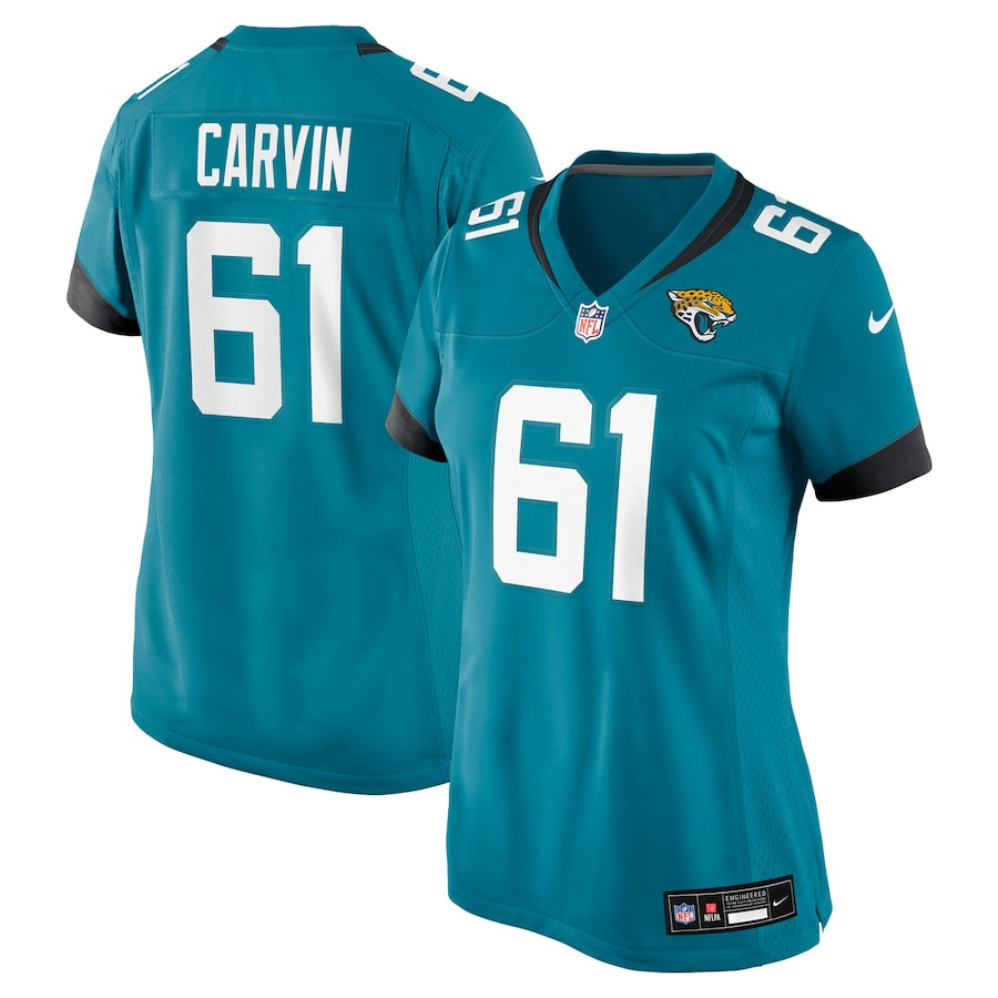 Jerome Carvin 61 Jacksonville Jaguars Game Teal NFL Jersey Women's