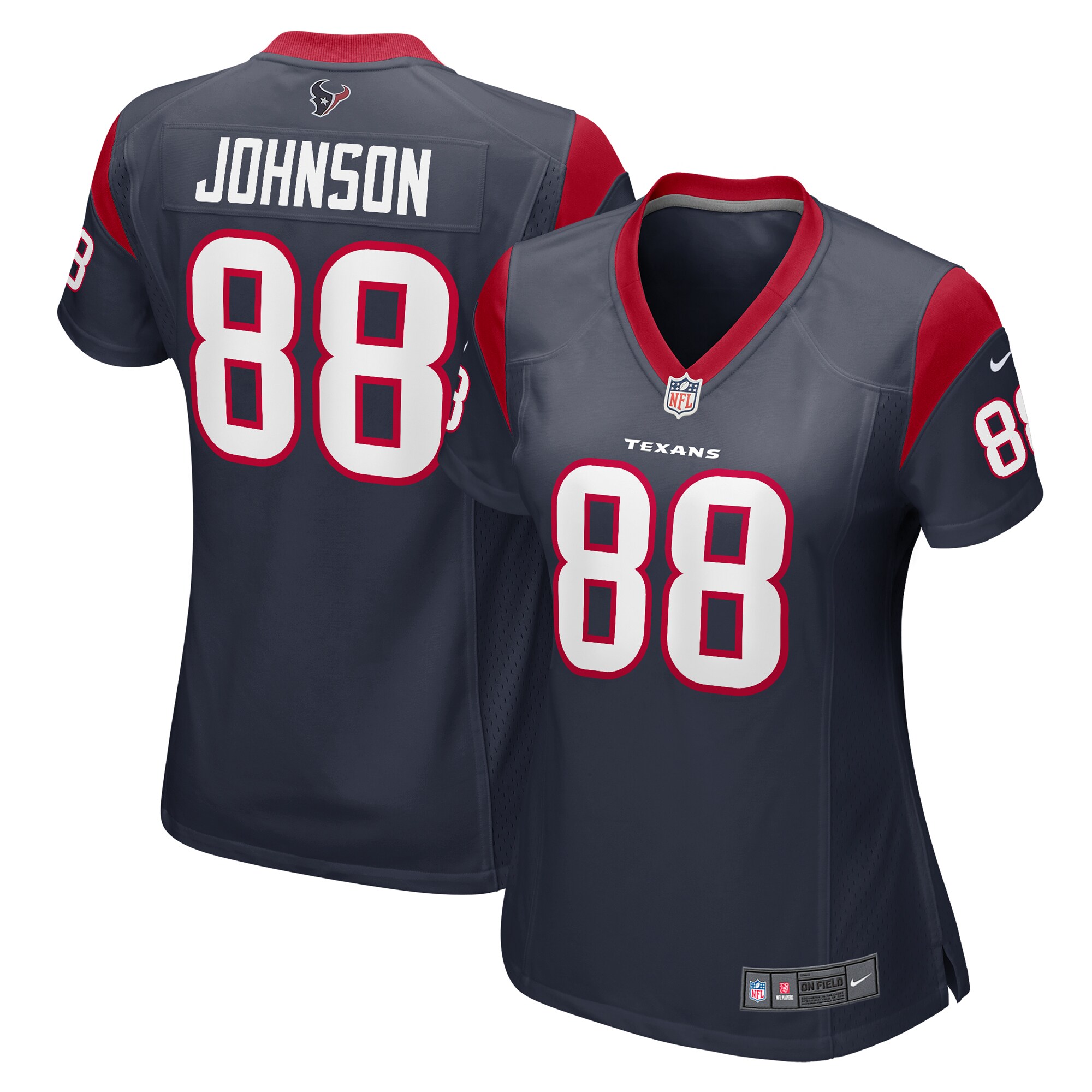 Houston Texans Johnny Johnson Navy Team Game NFL Jersey Women's