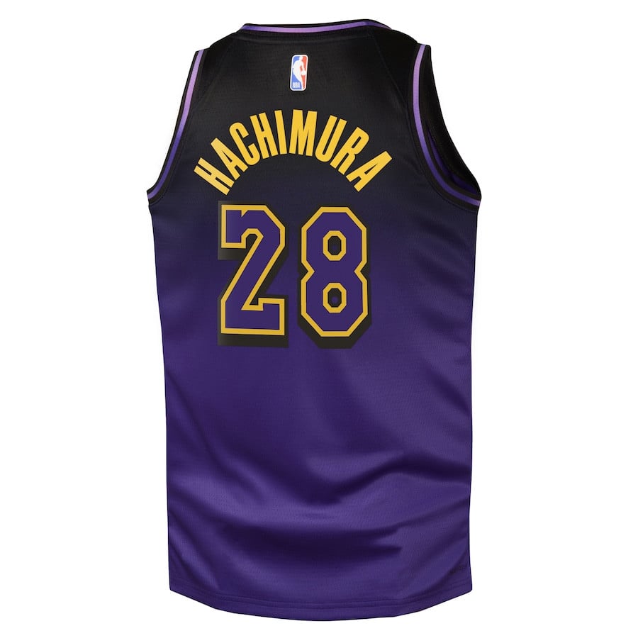 Rui Hachimura 28 Los Angeles Lakers 2024/25 Swingman Playe City Edition Purple NBA Jersey Youth