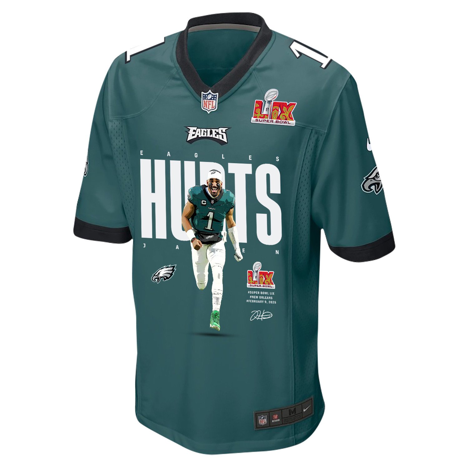 Jalen Hurts 1 Philadelphia Eagles The Hurts Locker' Game Midnight Green NFL Jersey Men's
