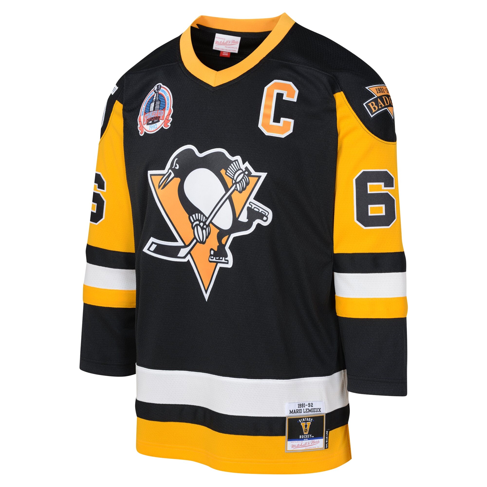 Pittsburgh Penguins Mario Lemieux Mitchell Ness Black 1991-92 Blue Line Player NHL Jersey Youth