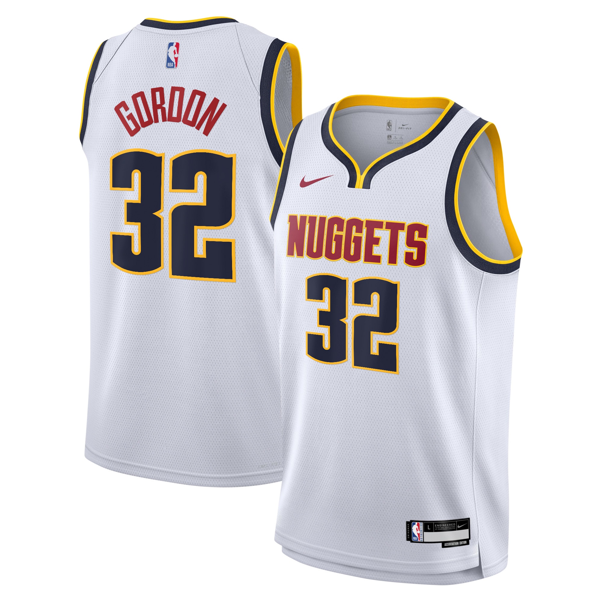 Camiseta Association Swingman de los Denver Nuggets Blanco Aaron Gordon NBA Jersey Men's
