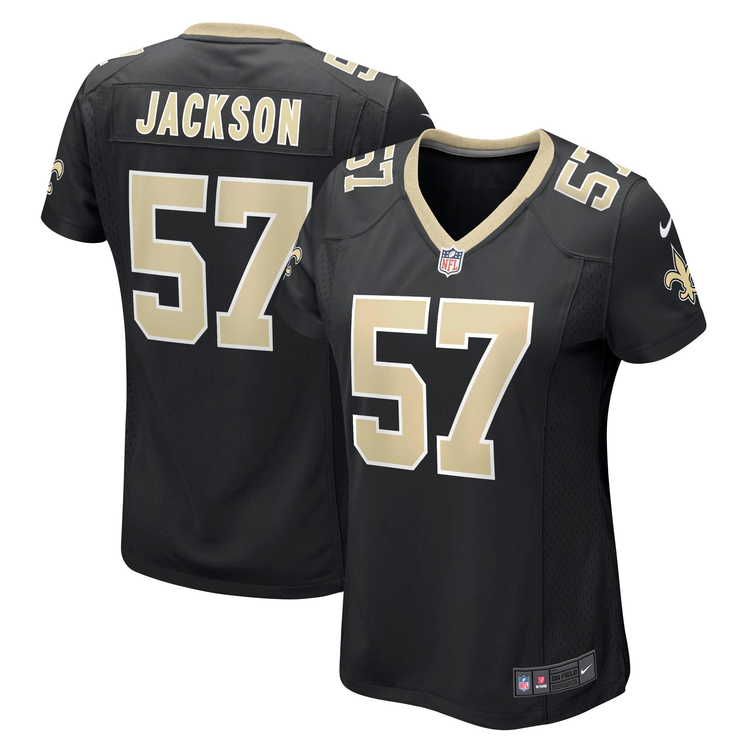 New Orleans Saints Rickey Jackson Black Retired Player NFL Jersey Women's
