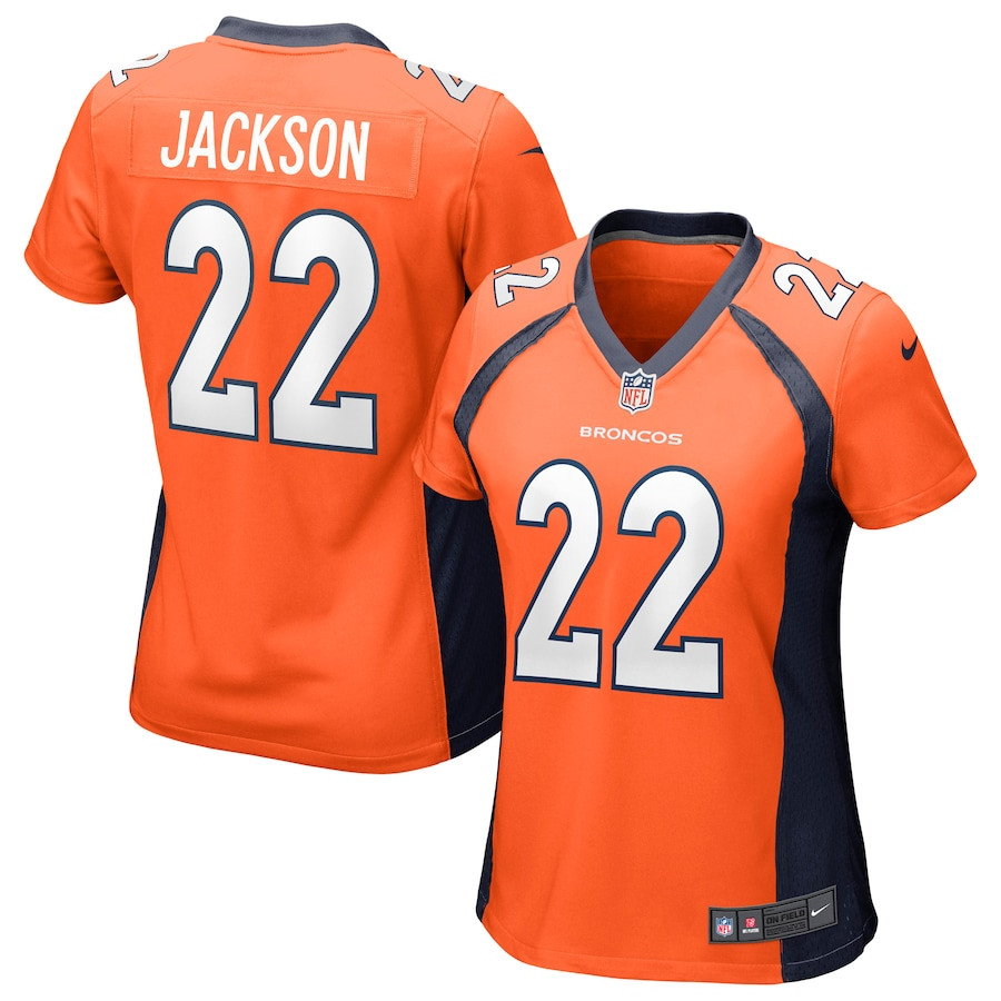 Kareem Jackson 22 Denver Broncos Game Orange NFL Jersey Women's