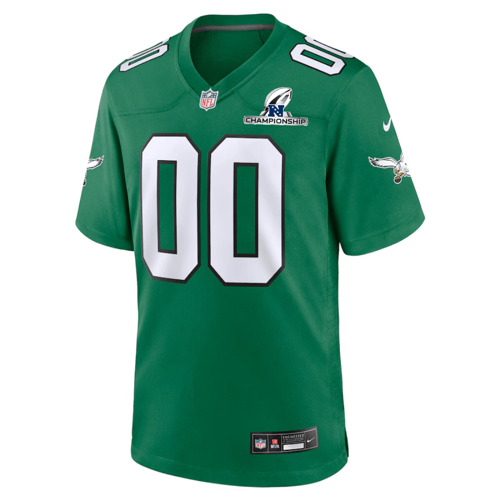 Philadelphia Eagles NFC Championship Patch Alternate Game Custom Kelly Green NFL Jersey Men's
