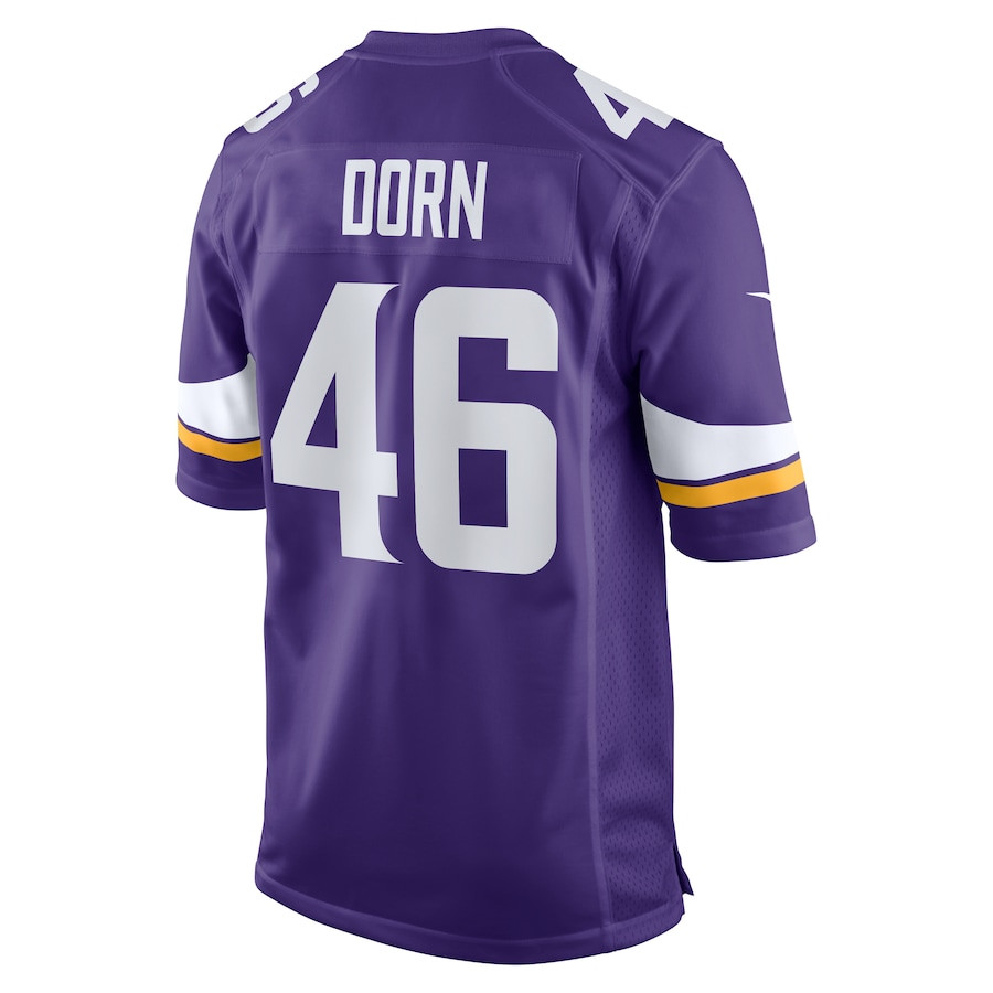 Myles Dorn 46 Minnesota Vikings Game Purple NFL Jersey Men's