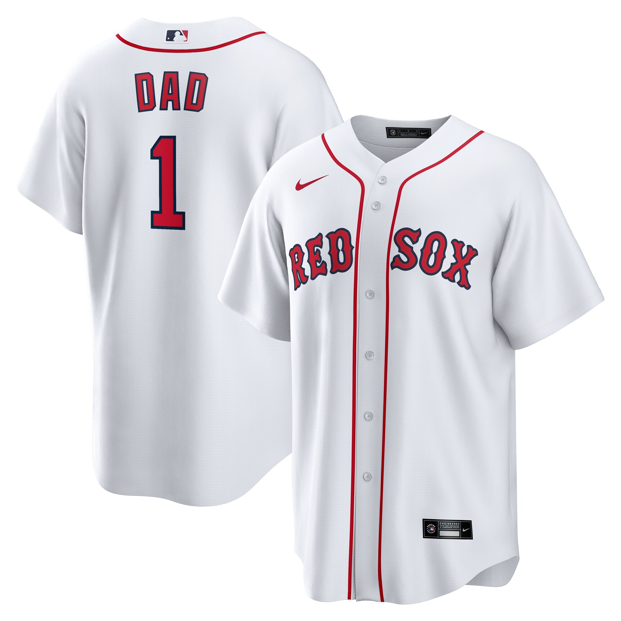 Boston Red Sox White #1 Dad Home MLB Jersey Men's