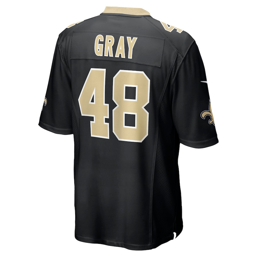J.T. Gray 48 New Orleans Saints Game Black NFL Jersey Men's
