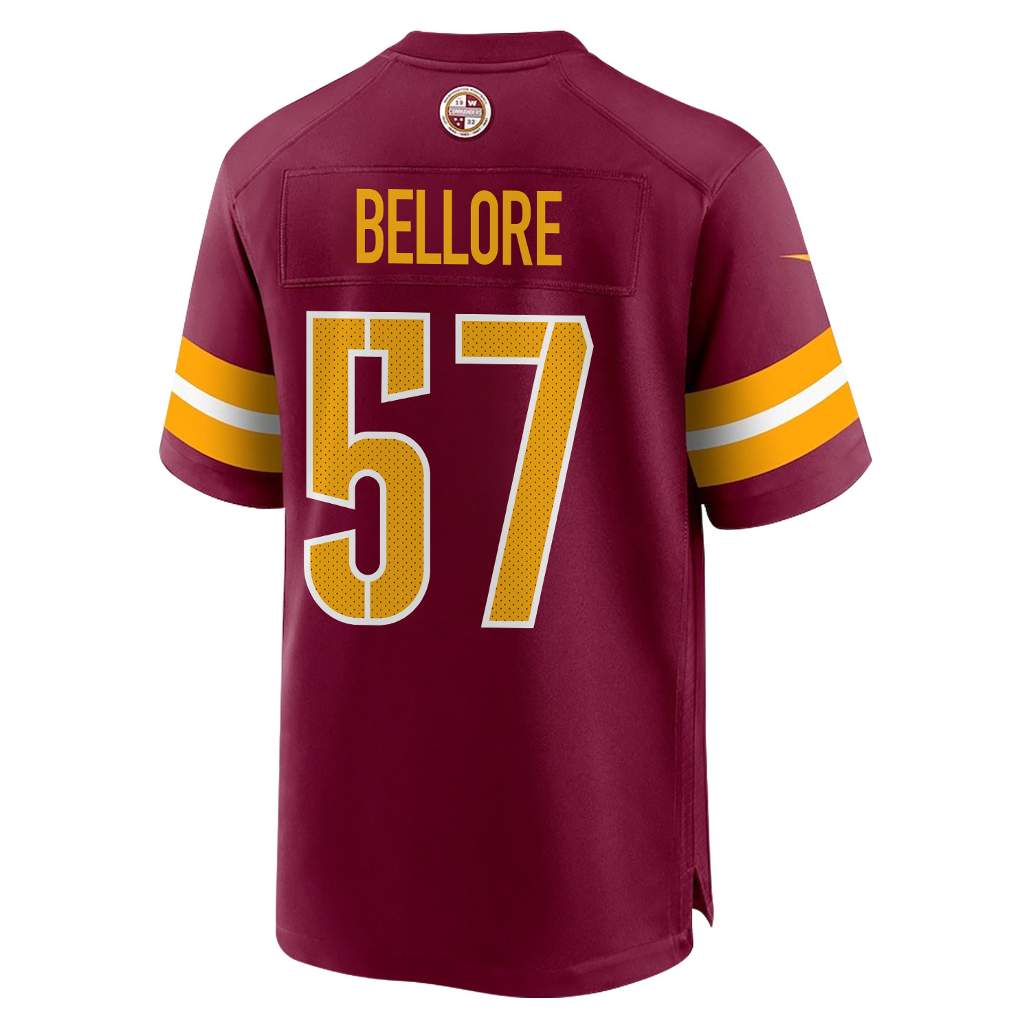 Nick Bellore 57 Washington Commanders Super Bowl LIX Champions Patch New Orleans A Symphony of Sport' EMBROIDERED Game Burgundy NFL Jersey Men's