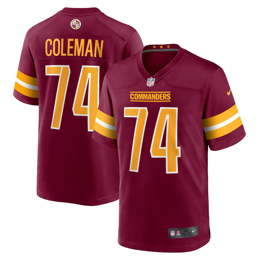 Brandon Coleman 74 Washington Commanders Game Burgundy NFL Jersey Men's