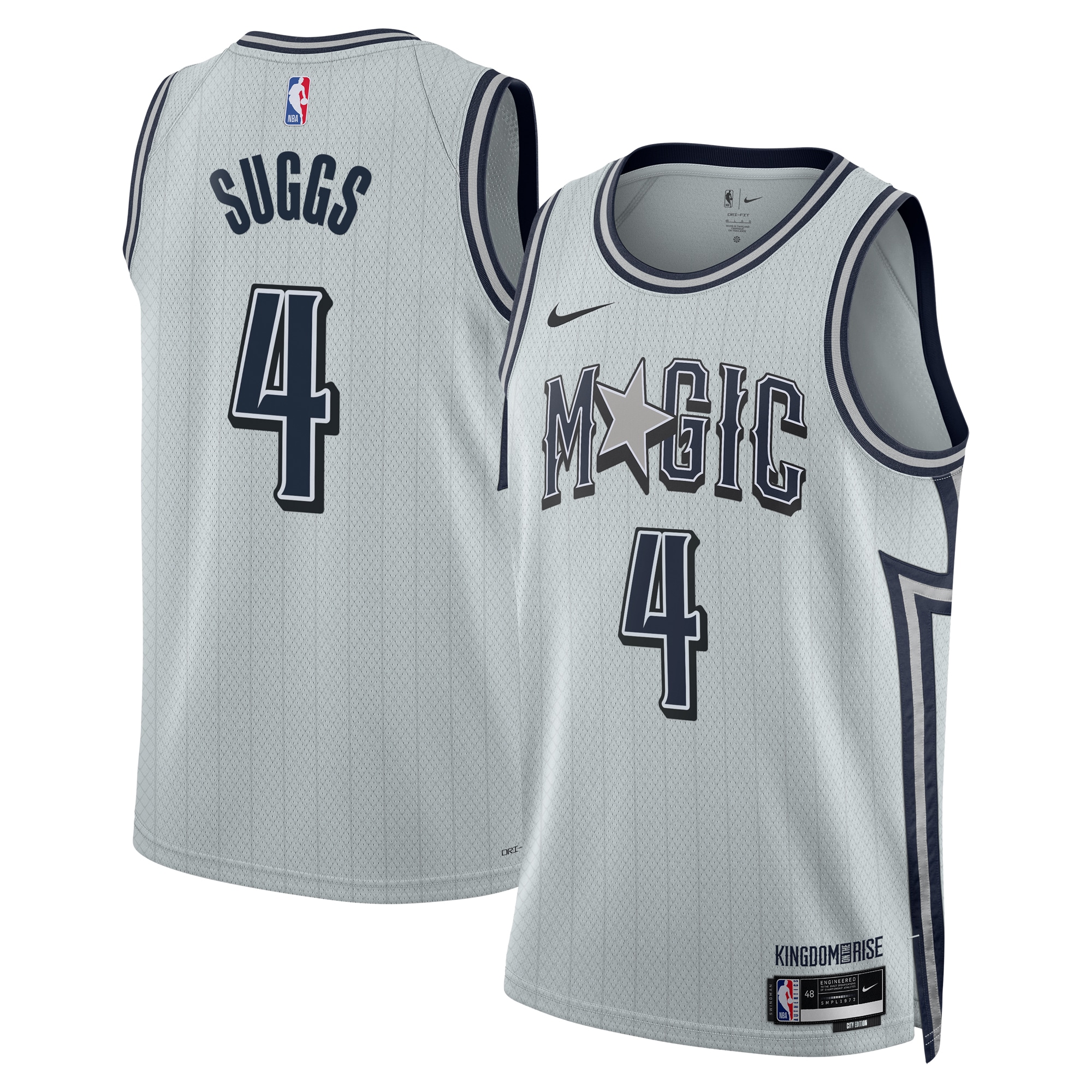 Camiseta City Edition Swingman de Orlando Magicc 2024 Plateada Jalen Sugg Unisex NBA Jersey Unisex