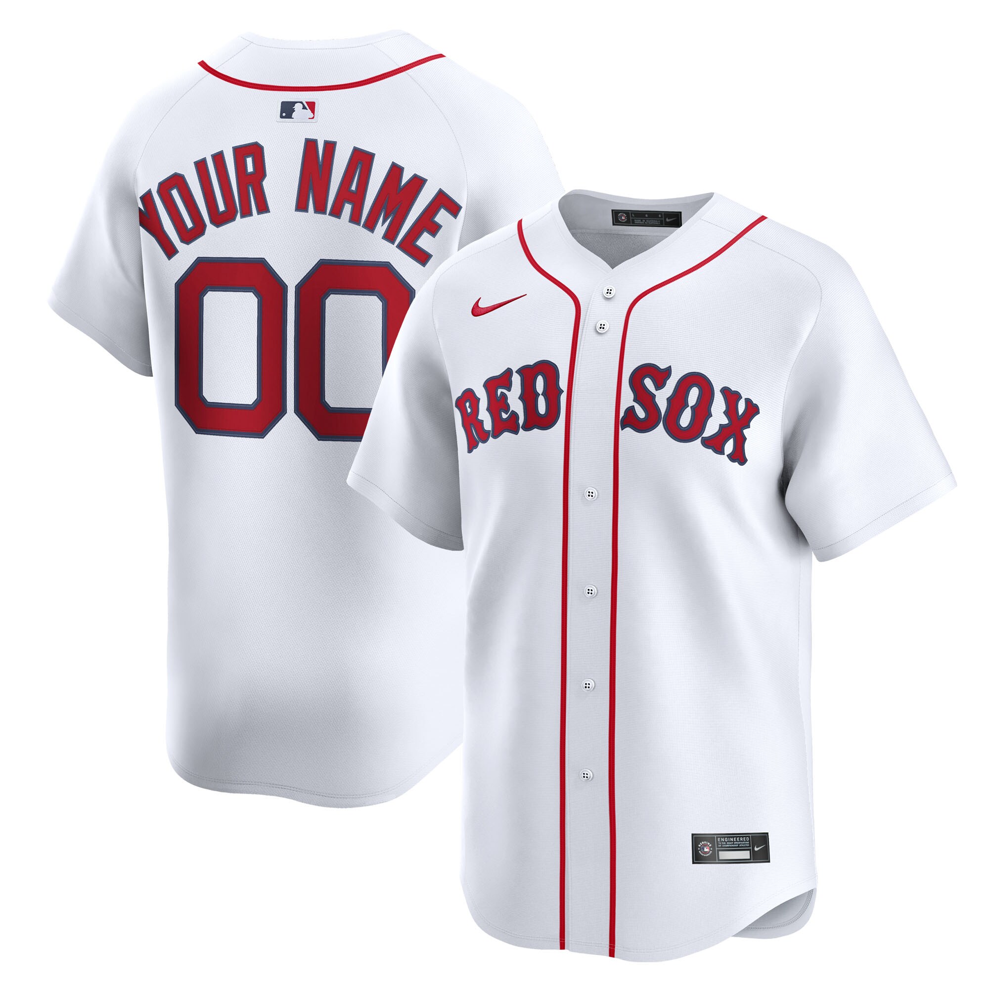 Boston Red Sox White Home Limited Custom MLB Jersey Men's