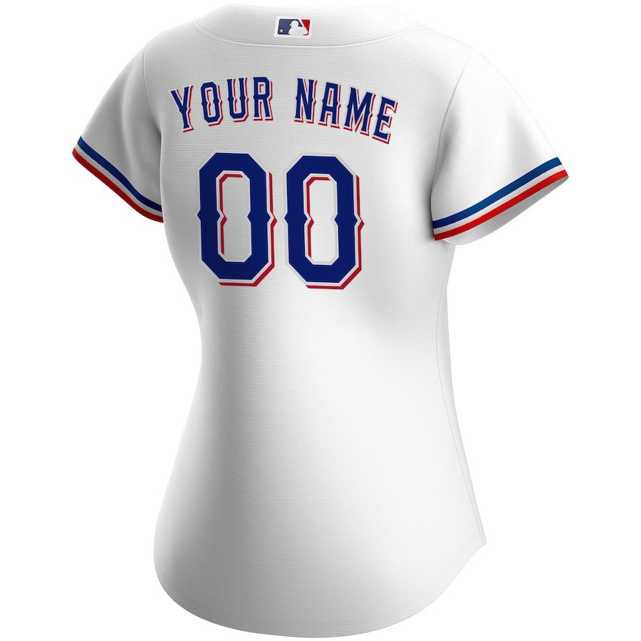 Texas Rangers Home Custom White MLB Jersey Women's