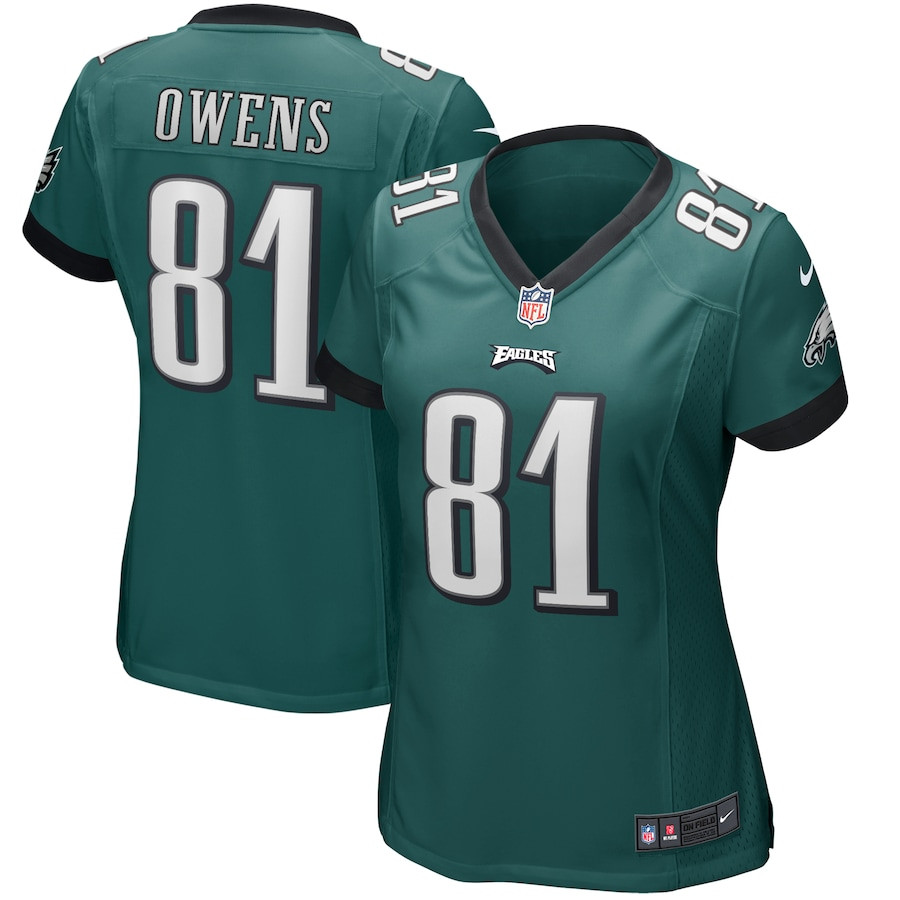 Terrell Owens 81 Philadelphia Eagles Game Retired Midnight Green NFL Jersey Women's