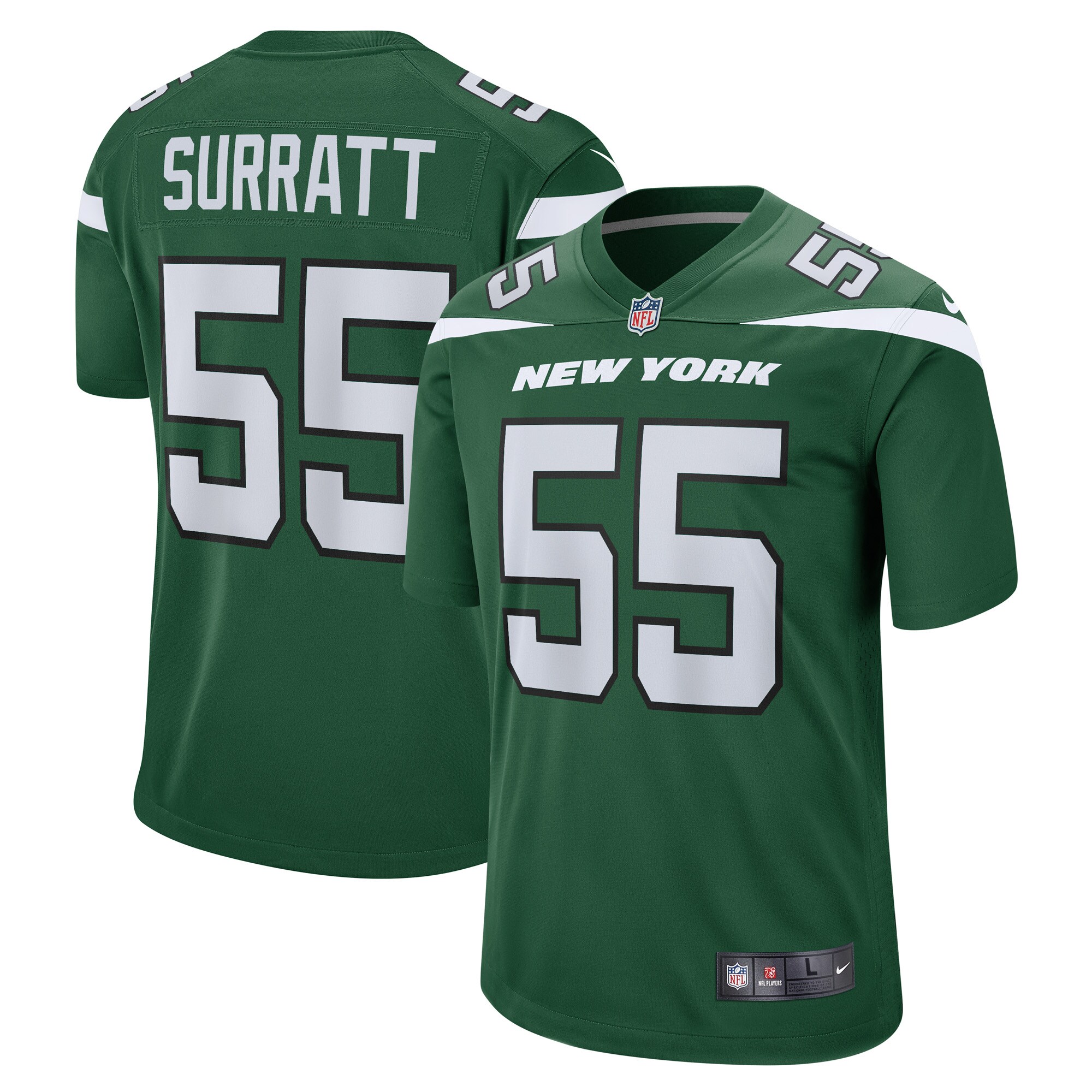New York Jets Chazz Surratt Gotham Green Game Player NFL Jersey Men's