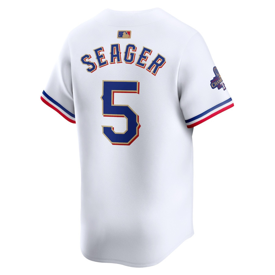 Corey Seager 5 Texas Rangers 2024 Gold Collection Limited White MLB Jersey Men's