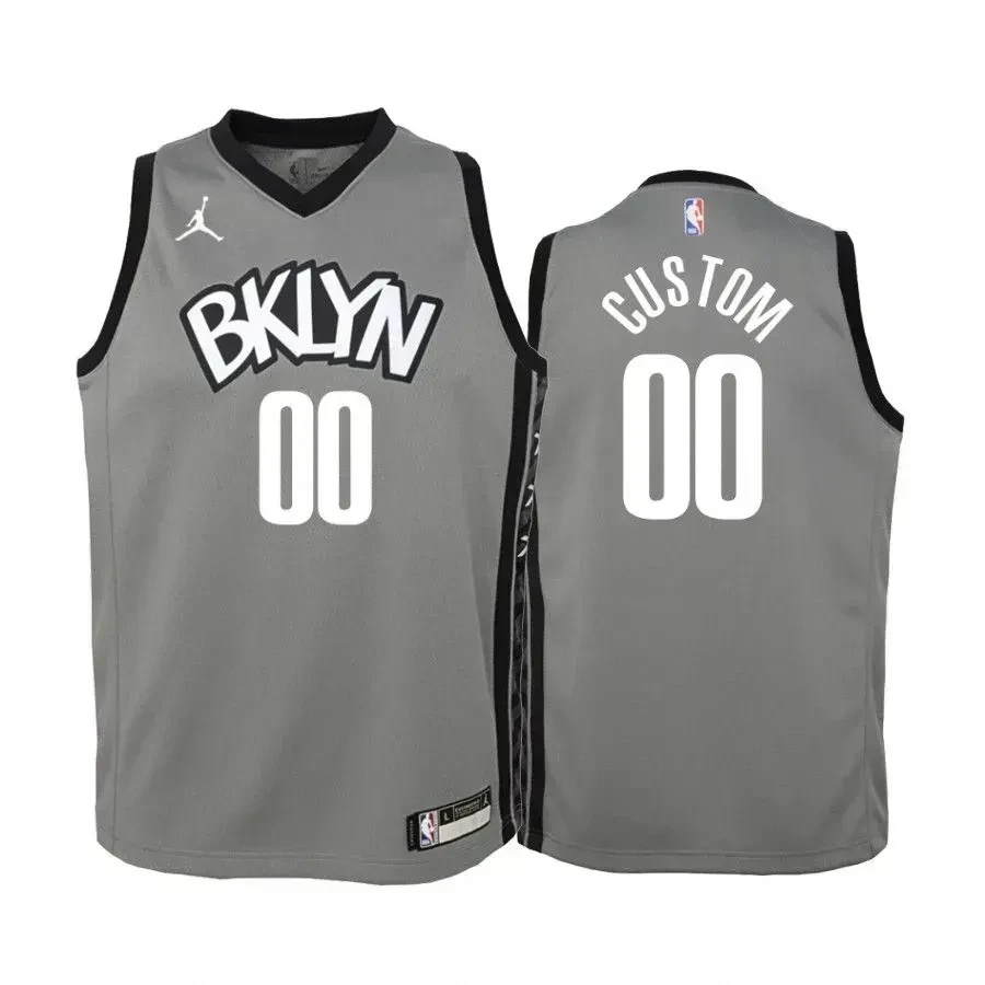 Custom Brooklyn Nets Gray Statet Jumpman NBA Jersey Youth