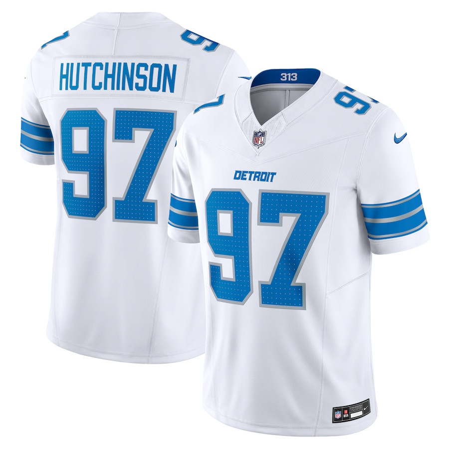 Aidan Hutchinson 97 Detroit Lions Vapor F.U.S.E. Limited White NFL Jersey Men's