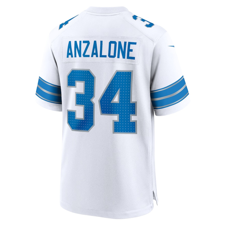 Alex Anzalone 34 Detroit Lions White Game White NFL Jersey Men's