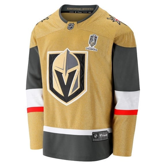 Alec Martinez 23 Vegas Golden Knights 2023 Stanley Cup Champions Patch Breakaway Home Gold NHL Jersey Men's
